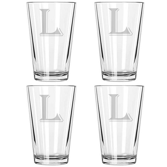 16OZ MONOGRAM BEER GLASS L SET OF 4