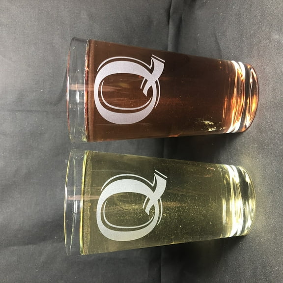 16OZ MONOGRAM BEER GLASS Q SET OF 2