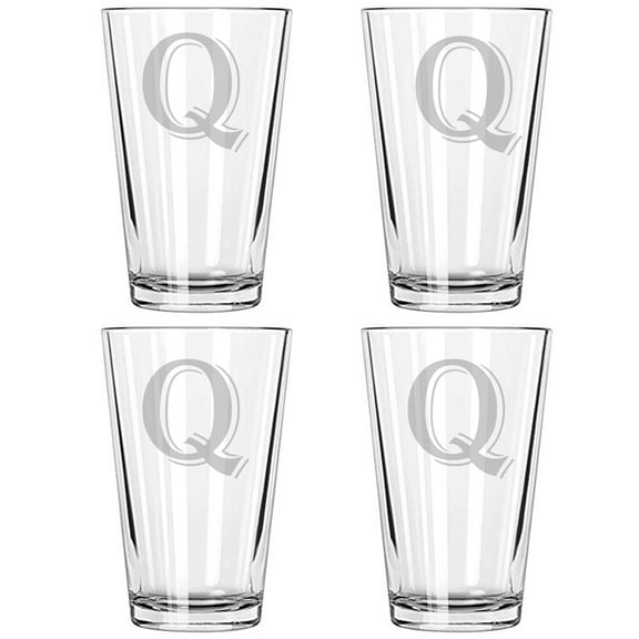 16OZ MONOGRAM BEER GLASS Q SET OF 4