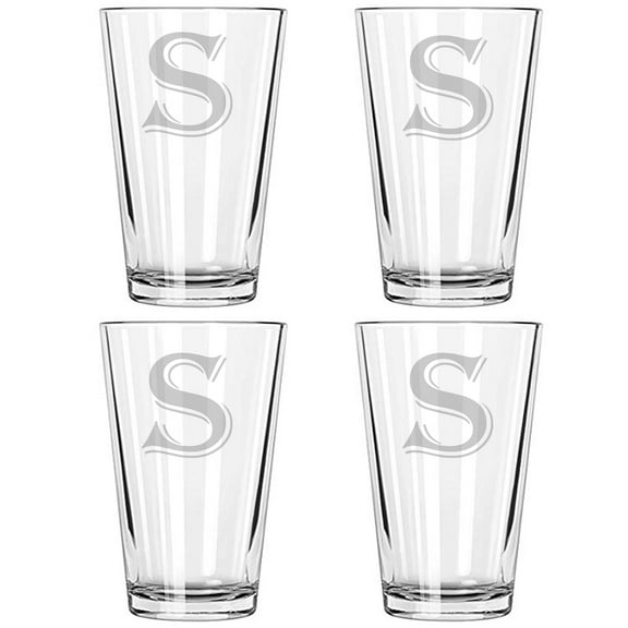 16OZ MONOGRAM BEER GLASS S SET OF 4