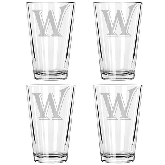 16OZ MONOGRAM BEER GLASS W SET OF 4