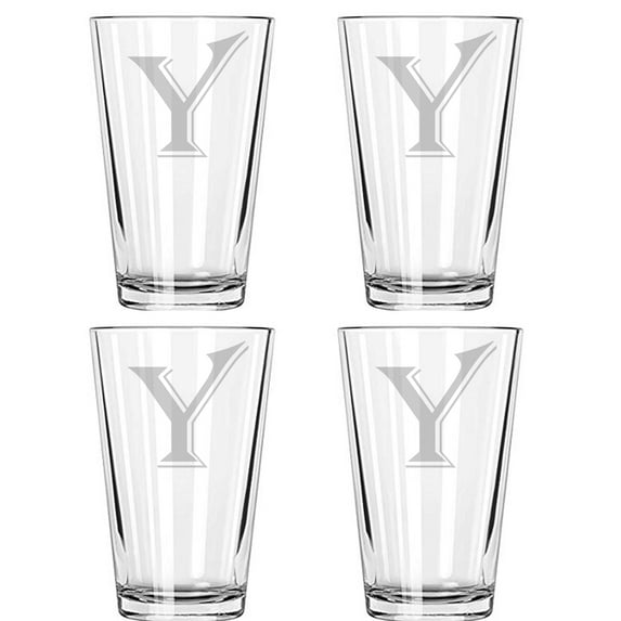16OZ MONOGRAM BEER GLASS Y SET OF 4