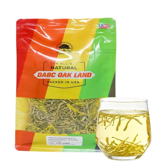 16OZ Premium Dried Honeysuckle Tea Jin Yin Hua Honeysuckle Flowers Buds Wild Lonicera Japonica Chinese Traditional Loose Herbal Tea Caffeine FreeBag