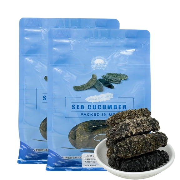 16OZ Premium Wild Caught Dried Sea Cucumber South American, 30-50Pcs Sea Cucumber Rich In Protein, Vitamins and Minerals,Grade AAAA Medium Gift Bag