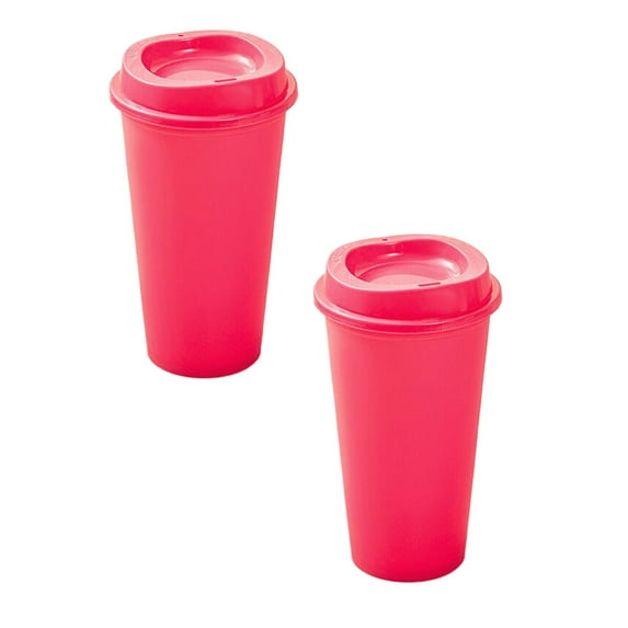 16Oz 2 Pack Color Changing Hot Cup, Color Changing Travel Mug, Color Changing Cups Reusable Plastic With Lids for Adults and Women Hot and Cold Drinks, Microwaveable