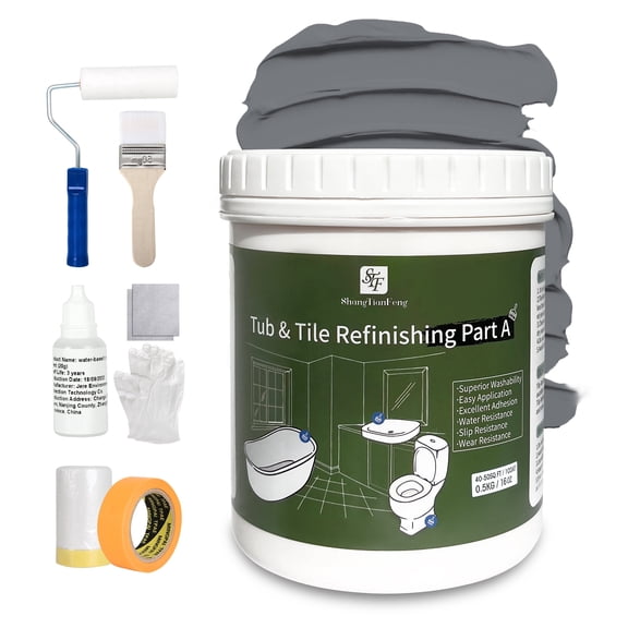 16Oz Deep Gray Ceramic tub and tile Paint Refinishing Kit Bathtub Bathroom wall Paint