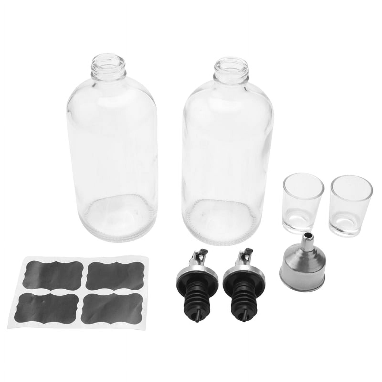 16Oz Glass Mouthwash Dispenser with Pour Spout Funnel and Labels