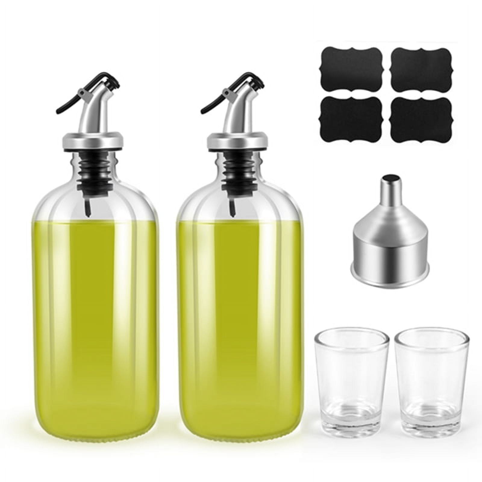 16Oz Glass Mouthwash Dispenser with Pour Spout Funnel and Labels
