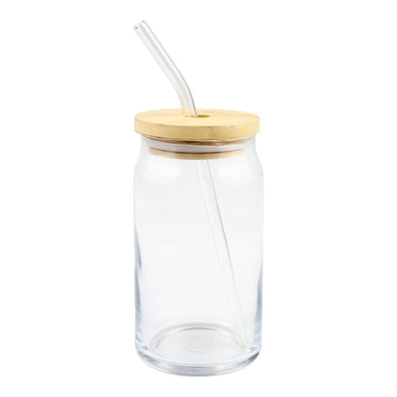 16Oz Transparent Glass Custom Cup with Matching Lid Portable Juice Water Beverage Personalized Diy Drinking Vessel