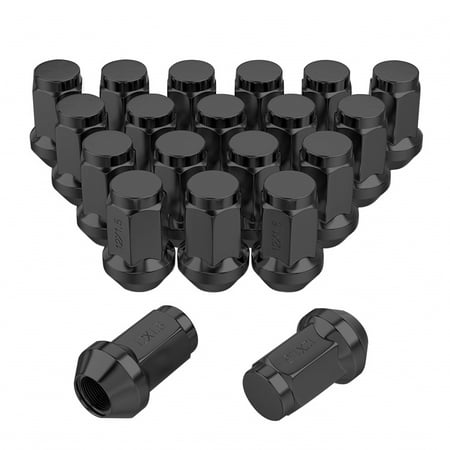 16PC 1.38" TALL 1/2-20 BLACK 3/4" HEX BULGE ACORN LUG NUT FIT FORD/MERCURY/SAAB