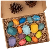 16PC Wooden Blocks Stacking Stone Lightweight Natural Colored Puzzle Toy