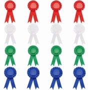 16PCS 4 Colors Ribbon Award Medals Rosette Ribbon Blank Award Ribbon Badge Blue Red and White Prize Ribbons Honorable Recognition Ribbons