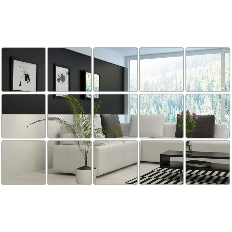 40Pcs Self Adhesive Square Glass Mirror Tiles Wall Sticker Home Décor on  OnBuy