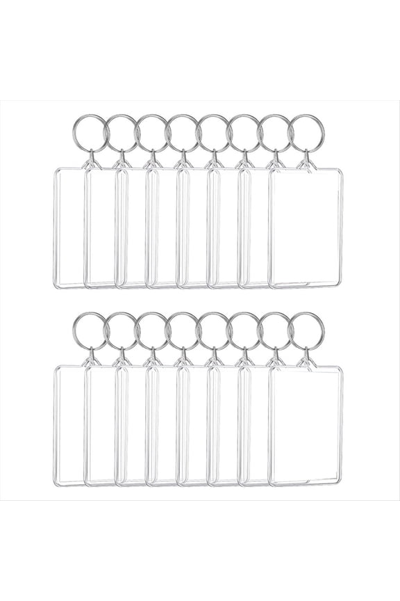 16PCS Acrylic Photo Frames Keychain Holder Insert Blank Keyring For DIY Craft 2.2 x 3 Inch