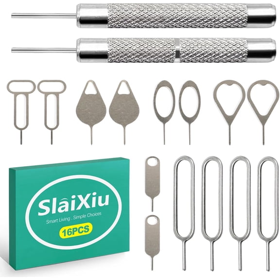 16PCS All-in-One SIM/SD Card Ejector Kit - Replacement for iPhone, iPad, Samsung, Android Devices, Universal Eject Pins & Tray Keys