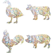 16PCS Animal Window Decals Static Cow Rainbow Glass Clings Chicken Pig Duck Anti-Collision Window Stickers Non Adhesive Prismatic Vinyl Decal for Windows Prevent Stop Birds Strikes DIY