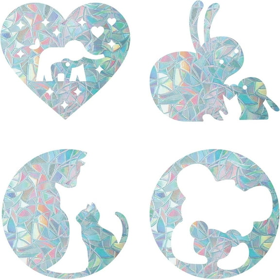 16PCS Animal Window Decals Static Rainbow Glass Sliding Door Sticker Rabbit Elephant Cat Bear Clings Non Adhesive Prismatic Vinyl Film Stickers