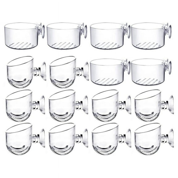 16PCS Aquatic Plant Cups, Transparent Acrylic Aquatic Plant Pot with Suction, Aquarium Decoration 2 Shapes