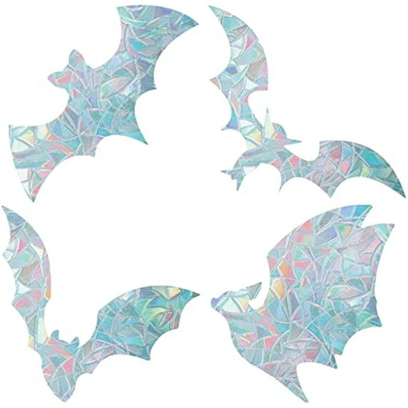 16PCS Bat Shaped Window Clings Static Rainbow Glass Decal Anti-Collision Window Stickers Non Adhesive Prismatic Vinyl for Sliding Doors Windows Prevent Birds Strikes