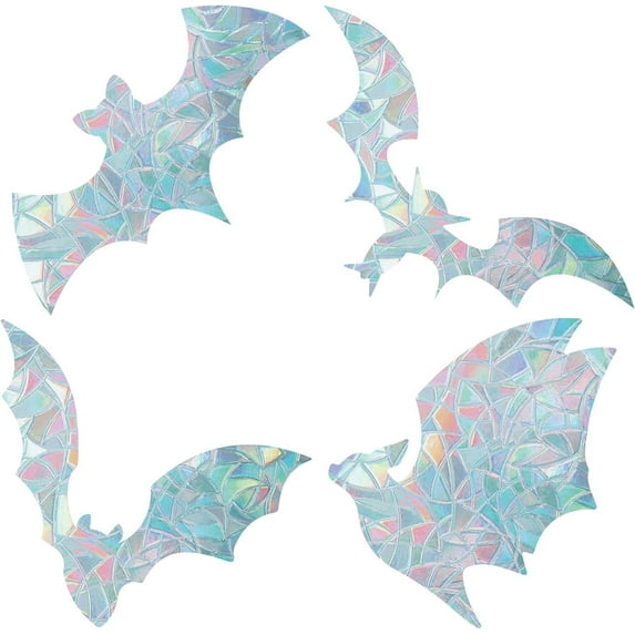 16PCS Bat Shaped Window Clings Static Rainbow Glass Decal Anti-Collision Window Stickers Non Adhesive Prismatic Vinyl