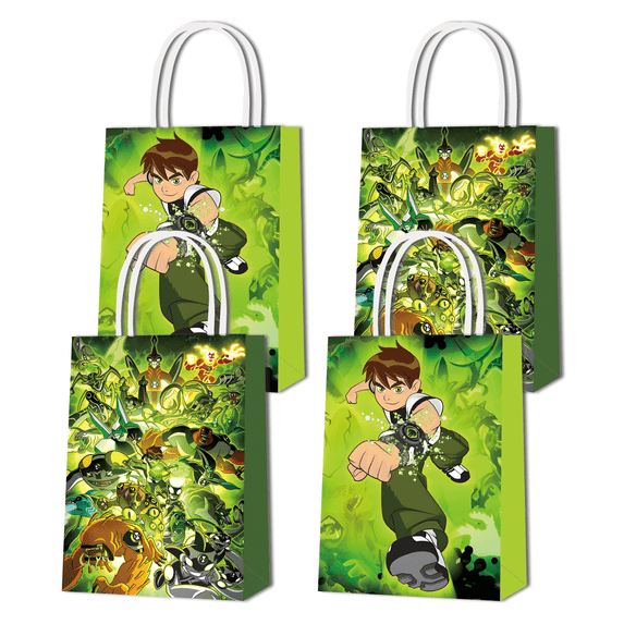 16PCS For Ben 10 Theme Birthday Party Bags,Party Favor Bags,Birthday Party Decorations With Handles Favor Bags Candy Gift Bags for Boy Girls Birthday Party