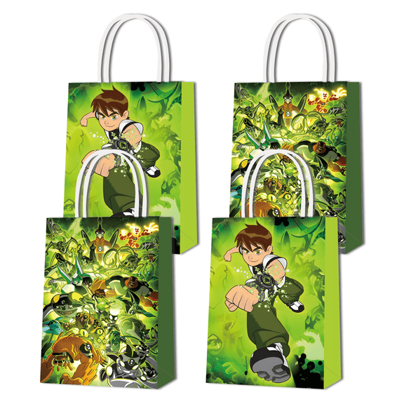 16PCS For Ben 10 Theme Birthday Party Bags,Party Favor Bags,Birthday Party Decorations With Handles Favor Bags Candy Gift Bags for Boy Girls Birthday Party