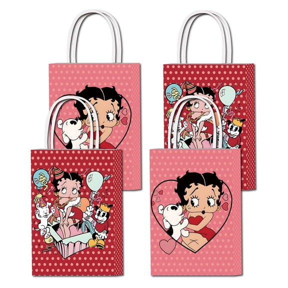 16PCS For Betty Cartoon Theme Birthday Party Bags,Party Favor Bags,Birthday Party Decorations With Handles Favor Bags Candy Gift Bags for Birthday Party