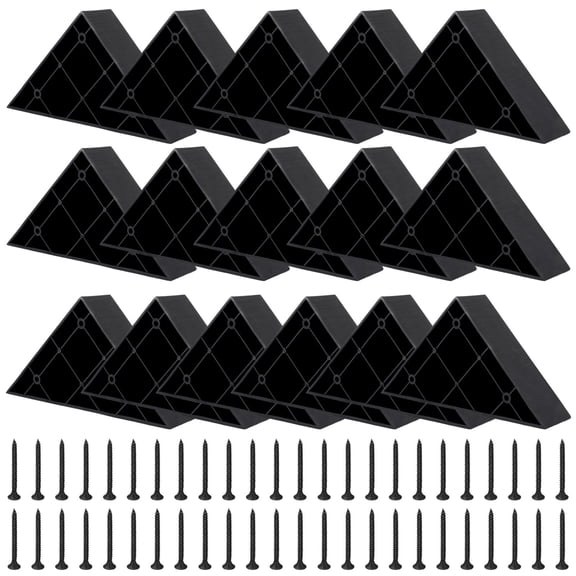16PCS Black Plastic Triangle Corner Sofa Legs With Screws For Couch Chair Furniture Feet Replacement 5.71x5.71x1.6