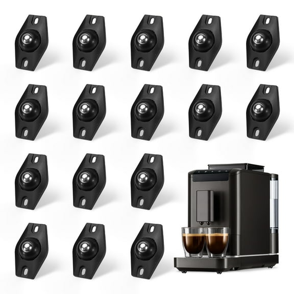 16PCS Black Self Adhesive Caster Wheels Mini Swivel Wheels Stainless Steel Paste Universal Wheel Heavy Duty 360 Degree Rotation Sticky Pulley for Storage Box Furniture Trash Can