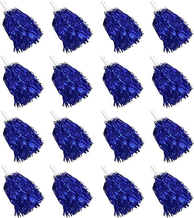 16PCS Metallic Foil Cheerleading Pom Poms With Baton Handle - Gold & Black For Sports, Dance, Cheer Squads & Parties