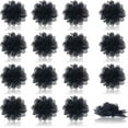16PCS Chiffon Flowers Black Chiffon Flower Sewing Fabric Appliques Mesh