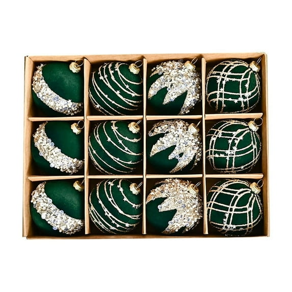 16PCS Christmas Ball Ornaments Set 2.36 Inch Shatterproof Flocked Xmas Tree Hanging Decorations Bulk for Large Christmas Trees Holiday Wreath Garland Party Festival Event Home Indoor Outdoor Decor