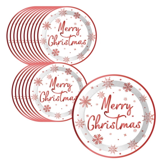 16PCS Christmas Disposable Paper Plates – 7in Santa & Tree Party Tableware Set – Holiday Dinner Plates for Xmas, New Year, Winter Birthday or Party