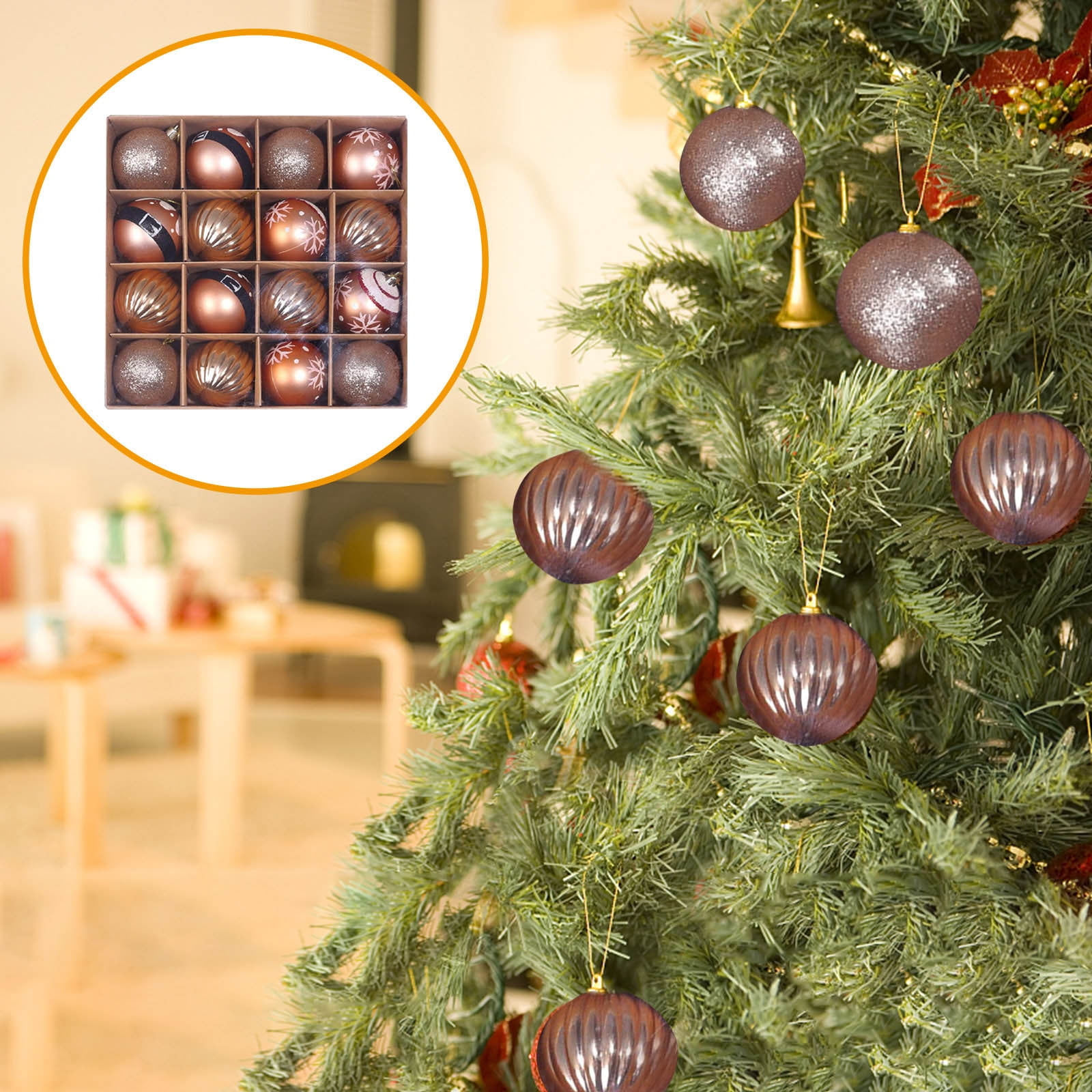 16PCS Christmas Ornaments Christmas Balls Baubles Party Xmas Tree Decorations Hanging Ornament Decor for Xmas Tree Craft Gifts for Home Holiday Wedding Party Decorations