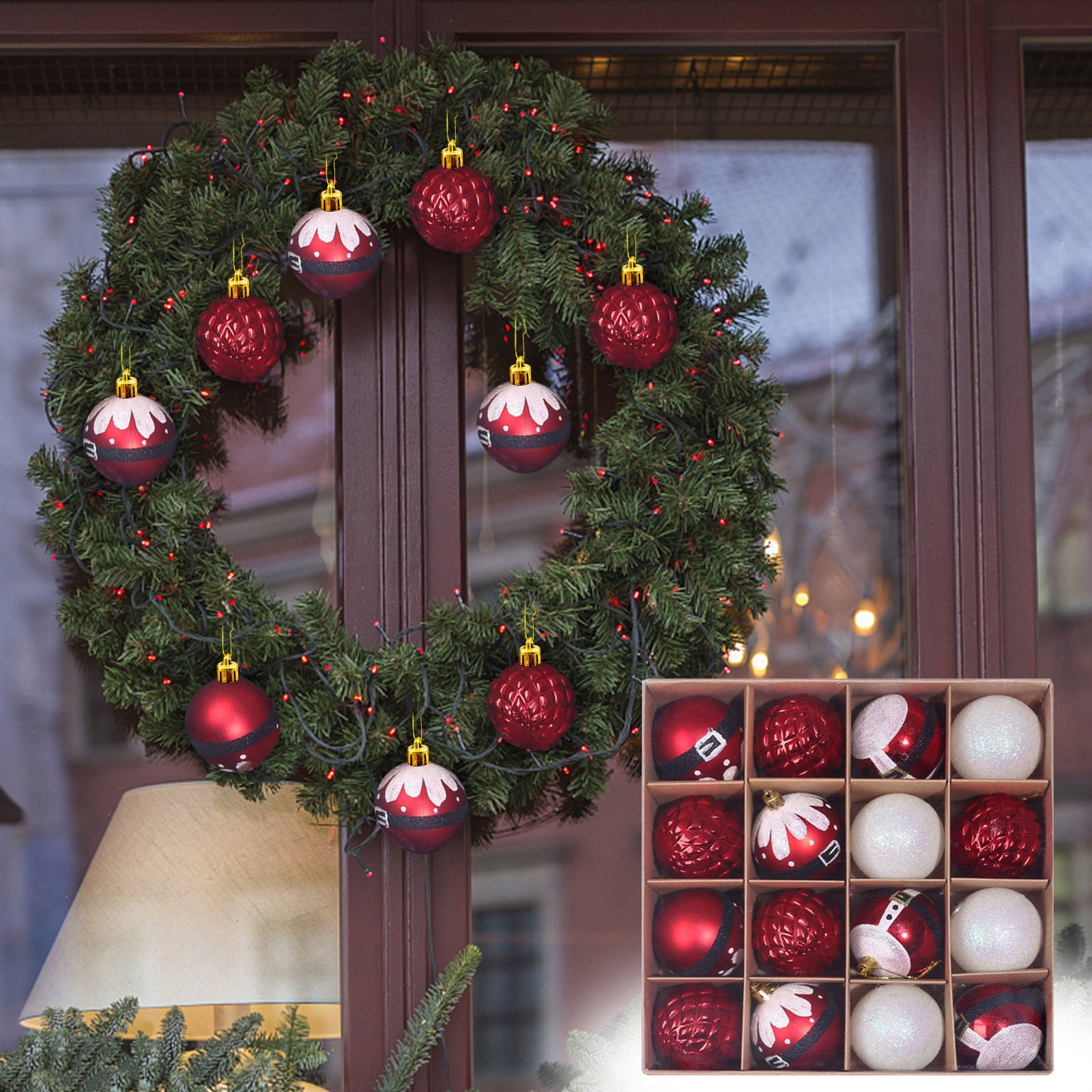 16PCS Christmas Ornaments Christmas Balls Baubles Party Xmas Tree Decorations Hanging Ornament Decor for Xmas Tree Craft Gifts for Home Holiday Wedding Party Decorations