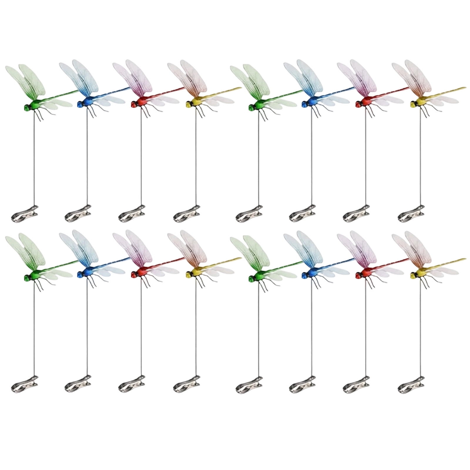 16PCS Dragonfly Clip Bug Repellent 9.8in Plastic Dragonfly Clips Outdoor Garden Stakes Patio Lawn Yard Flying Insect Decor Set