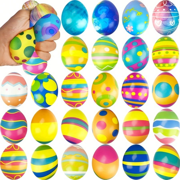 16PCS Easter Squishy Toys, Funny Easter Egg Squishies for Easter, Party Favors, Classroom Prizes, Easter Basket Fillers, Assorted Varieties