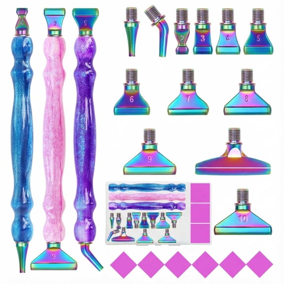 16PCS Ergonomic Diamond Art Pens Kits, Resin Diamond Painting Pen with Multifunctional Plastic Screw Thread Tips for 5D Diamond Painting (Multicolor)