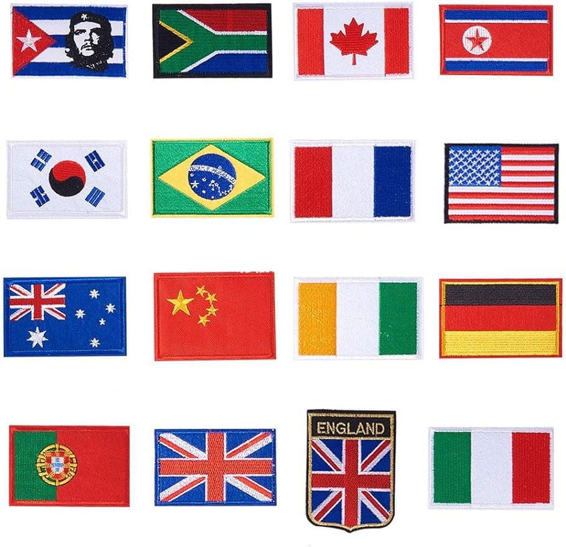 16PCS Flag Theme Iron On Patches– Embroidered Patches Appliqué Motif ...