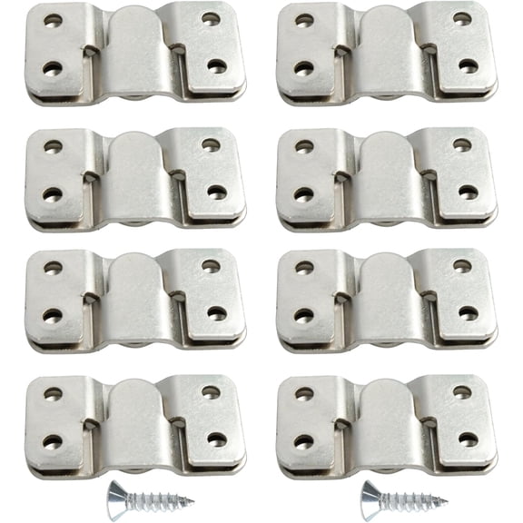 16PCS Flush Mount Bracket, 54x30mm Interlocking Furniture Connector, Stainless Steel Picture Hangers Photo Frame Hook, Headboard Wall Mounting Brackets Sectional Couch Connectors