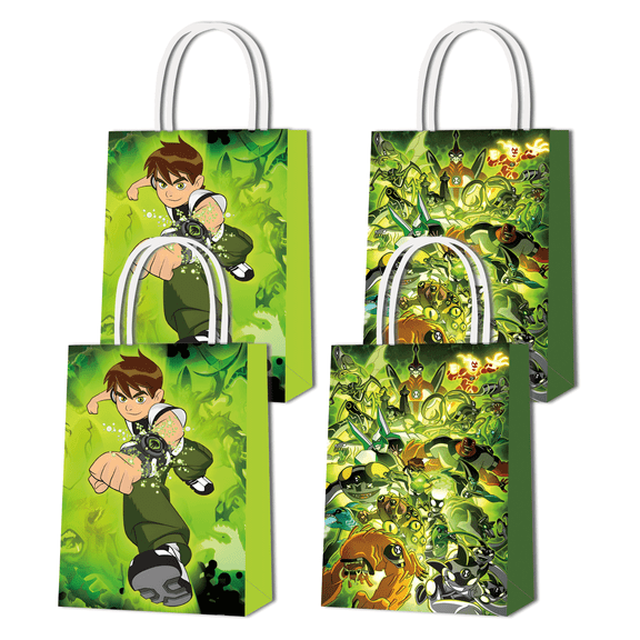 16PCS For Ben 10 Theme Party Bags, Candy Gift Bags,With Handles Favor Bags Party Favor Bags for Boy Girls Birthday Party,Birthday Party Decorations
