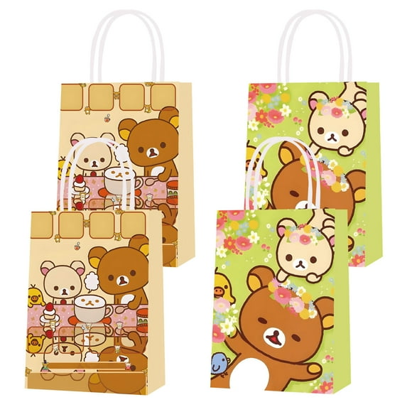 16PCS For Rilakkuma Theme Birthday Party Bags,Party Favor Bags,Birthday Party Decorations With Favor Bags Handles Candy Gift Bags for Birthday Party