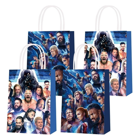 16PCS For Wrestling Theme Birthday Party Bags, Party Favor Bags with Handles, Candy Gift Bags for Birthday Party Decorations
