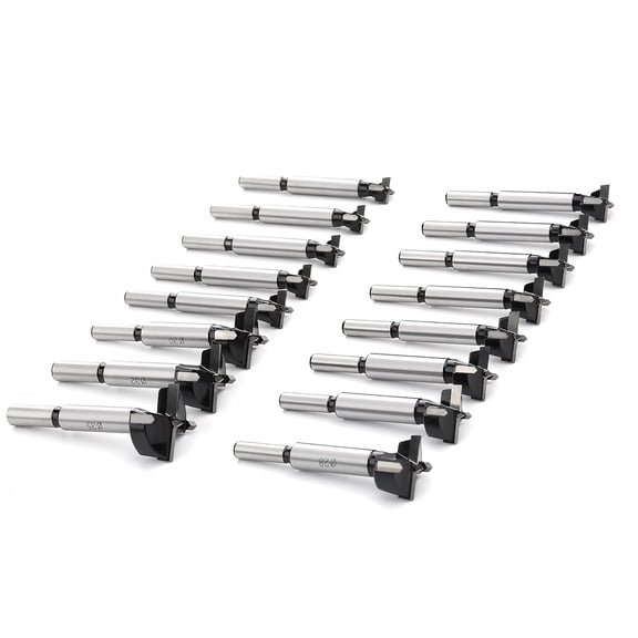 16PCS Forstner Drill Bit,Tungsten Carbide Tipped - for Hard Wood,Soft Wood Woodworking Hinge Cutter Tool Kits for Veneered Plywood Plastic(15mm-35mm)