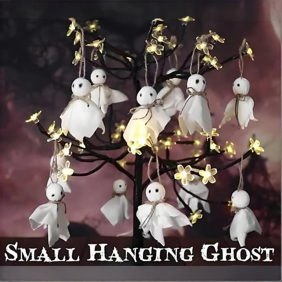 16PCS Halloween Ornaments Ghost Decor Halloween Tree Ornaments Hanging Ghosts Halloween Decor Halloween Ghost Small Cloth Ghosts Hanging Decoration House Party Yard Tree Decor Festival Scene Decor