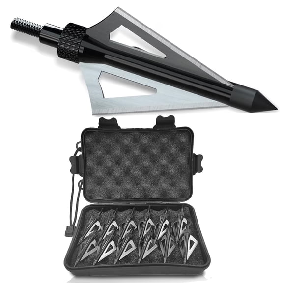 16PCS -Hunting Archery Broadheads, 3 Blades Archery Broadheads 100 Grain with Broadhead Storage Case