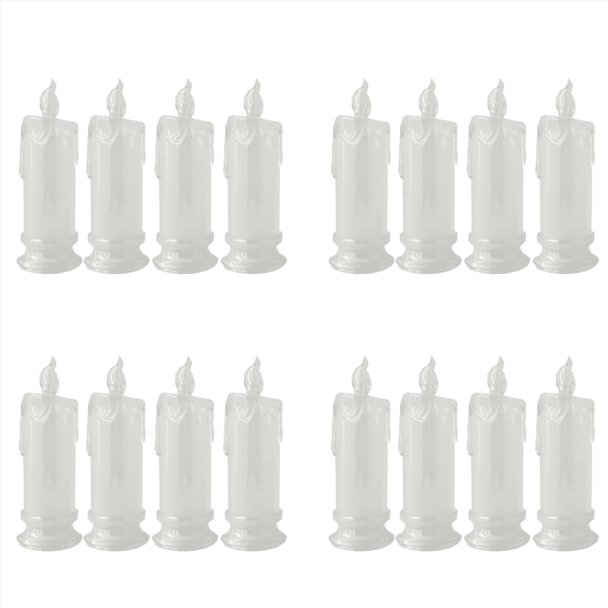 16PCS LED Flameless Candles ,LED Clearance Pillar Candles, Battery Included,Decoracion for Halloween Christmas,16 x LED flameless Candles 16 x battery,White