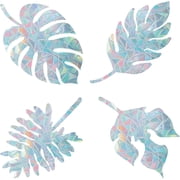 16PCS Leaf Window Clings Anti Collision Rainbow Window Glass Alert Stickers for Birds Strike Palm Leaves Decals Non Adhesive Prismatic Vinyl Film for Sliding Doors Windows Glass White DIY