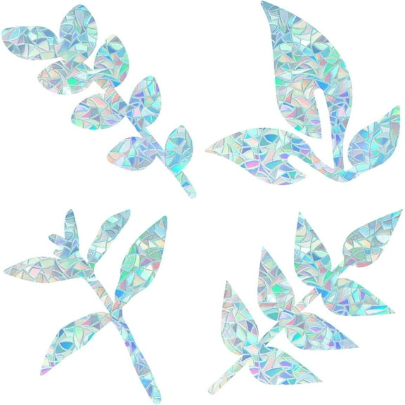 16PCS Leaf Window Clings Static Rainbow Glass Stickers Anti-Collision Window Glass Decals Sun Catcher Decorations Non Adhesive Prismatic Vinyl for Prevent Stop Birds DIY