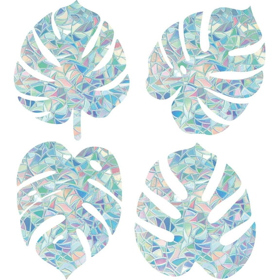16PCS Leaf Window Clings Static Rainbow Window Stickers Turtleback Leaves Anti-Collision Glass Decals Sun Catcher Non Adhesive Prismatic Vinyl Colorful DIY